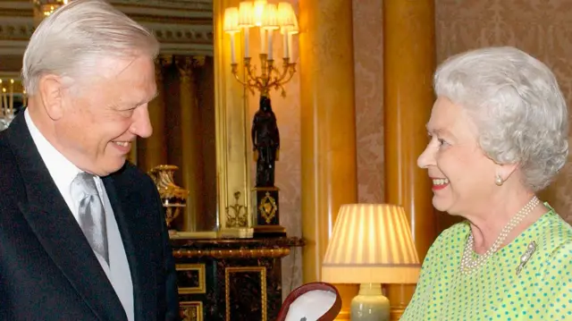 Sir David Attenborough alongside Queen Elizabeth II