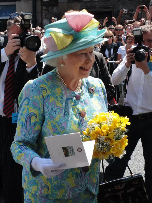 The Queen talking to people in Edinburgh