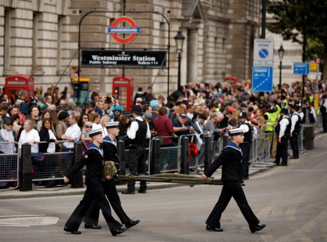 Crowds gather at Westminster