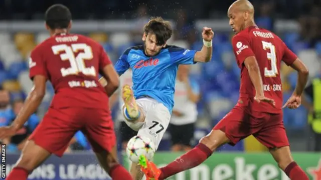 Khvicha Kvaratskhelia laid on Napoli's fourth goal in last week's 4-1 win over Liverpool