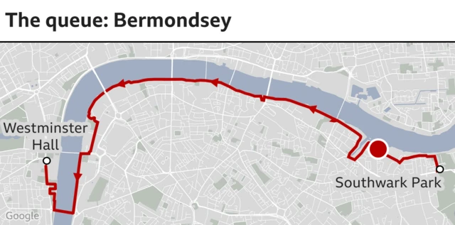 Graphic plotting Bermondsey on map