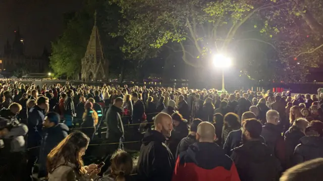 Queuing at Victoria Tower Gardens