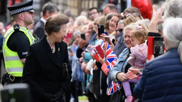 Princess Anne, the Princess Royal, speaks to crowds in Glasgow