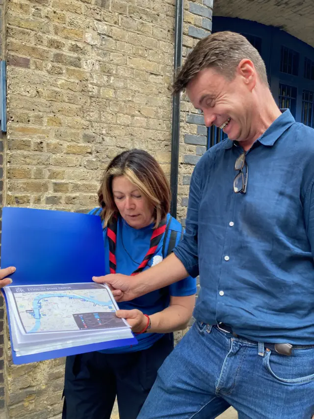 Michael and Hazel looking at a map