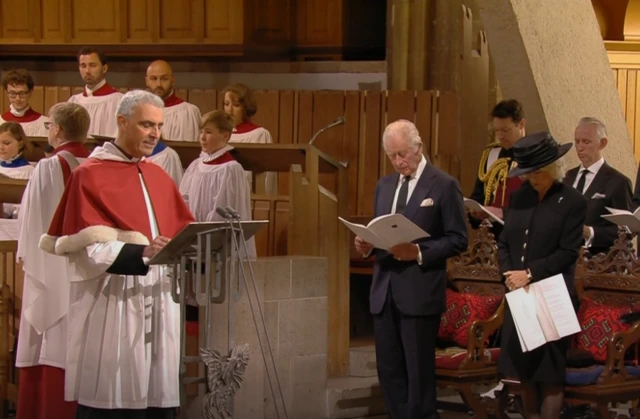 The King and Queen Consort attend the service at Llandaff Cathedral