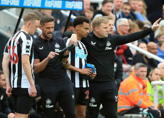 Newcastle prepare to make their first substitutions against Bournemouth