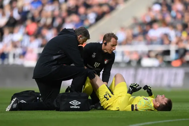 Neto of AFC Bournemouth receives medical treatment