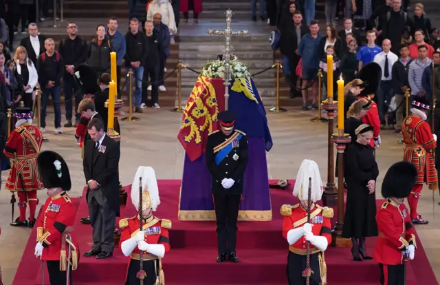 Queen's grandchildren stand vigil