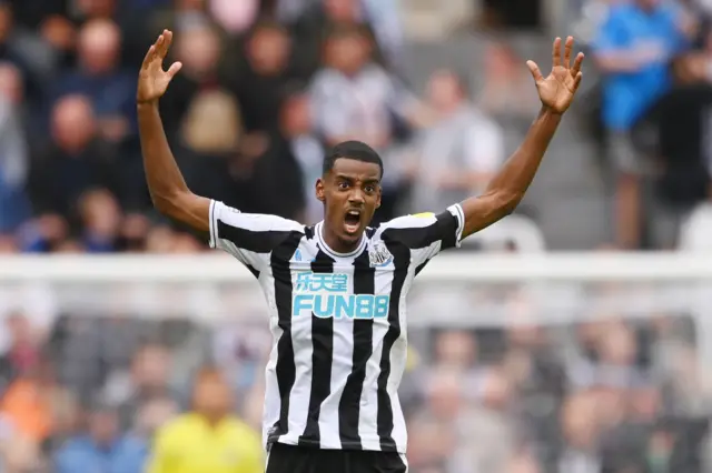 Alexander Isak celebrates for Newcastle