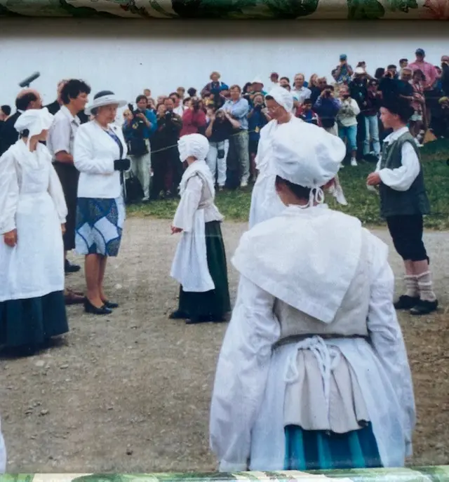 The late Queen and children at Fortress Louisbourg