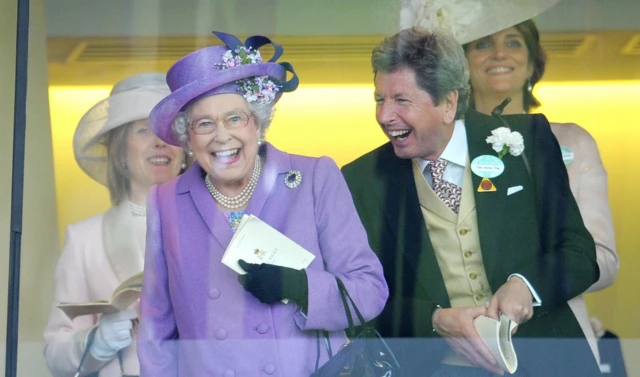 The Queen and John Warren celebrate Estimate's Gold Cup victory at Royal Ascot in 2013