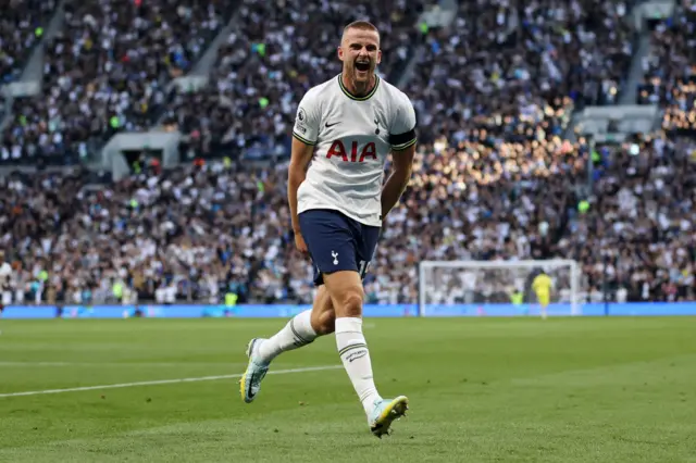 Eric Dier celebrates his second goal of the season