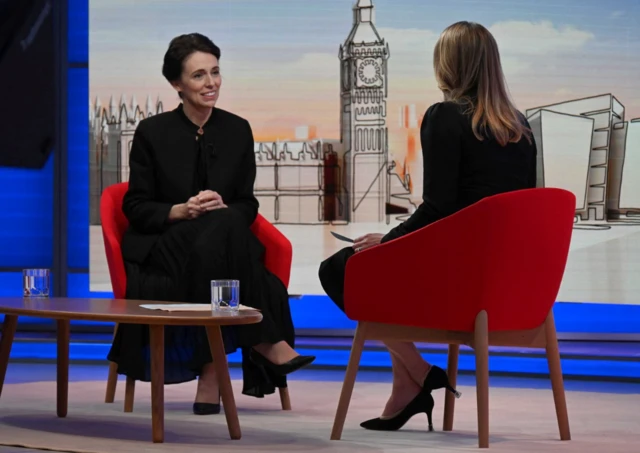 Jacinda Ardern with Laura Kuenssburg