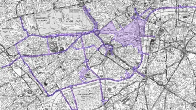 Map of london cordoned off