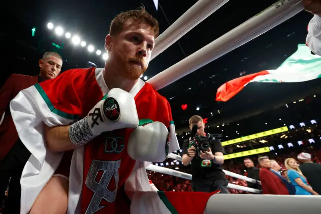 Canelo Alvarez enters the ring