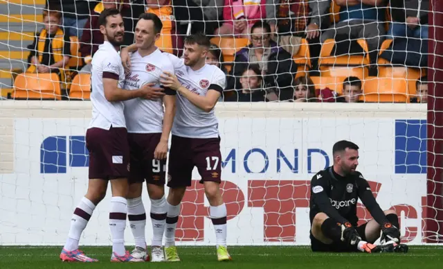 Hearts players celebrate