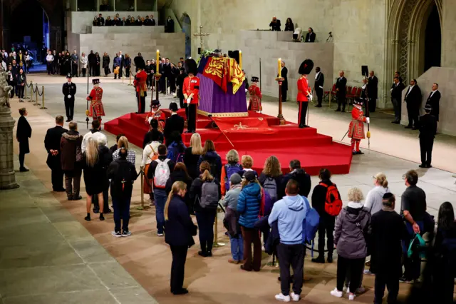 People file past the Queen's coffin in Westminster Hall