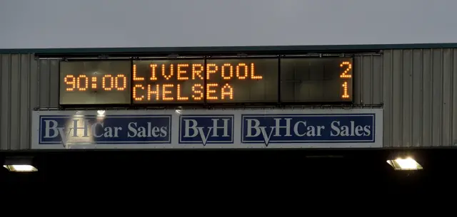 Liverpool vs Chelsea scoreboard