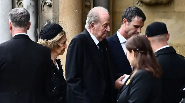 Spain's former King Juan Carlos and Spain's former Queen Sofia at Westminster Abbe