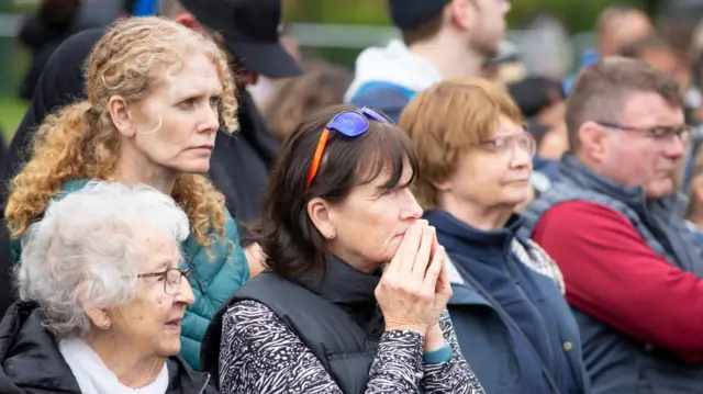 Crowds at Windsor watch the funeral