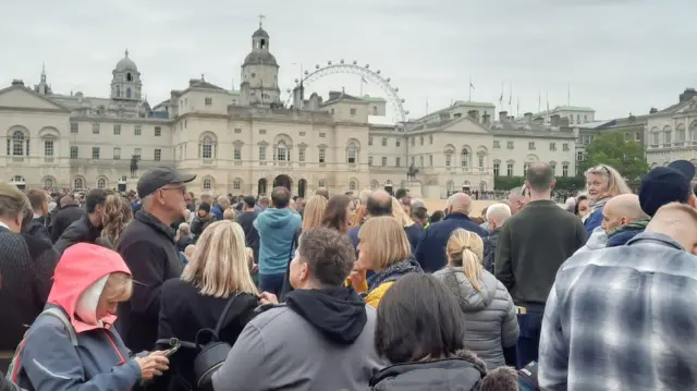 PIcture showing people waiting at Horse Guards Parade, London