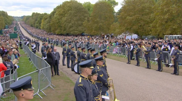 Soldiers line the Long Walk as Queen's hearse makes its way to Windsor Castle