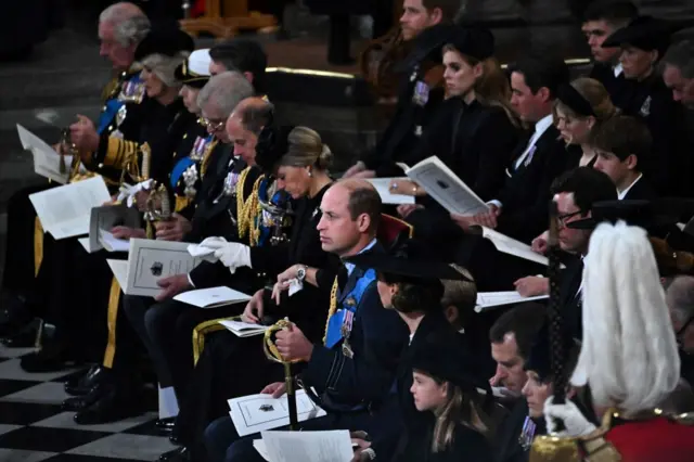 Prince William, Prince of Wales, and other members of the Royal Family at the funeral