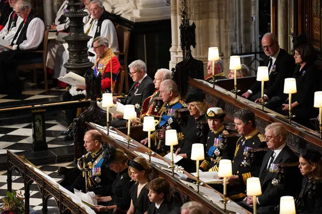 King Charles III and the Queen Consort with other members of the royal family