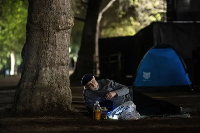 David, a 79-year-old British-born American, camps outside ahead of the Queen's funeral.