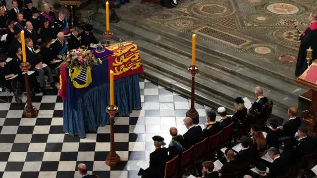 A view of the Queen's coffin