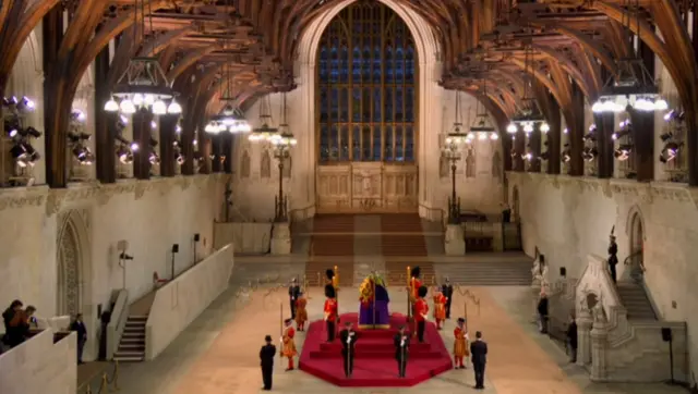 Westminster Hall just after the final people to pay respects filed past the coffin