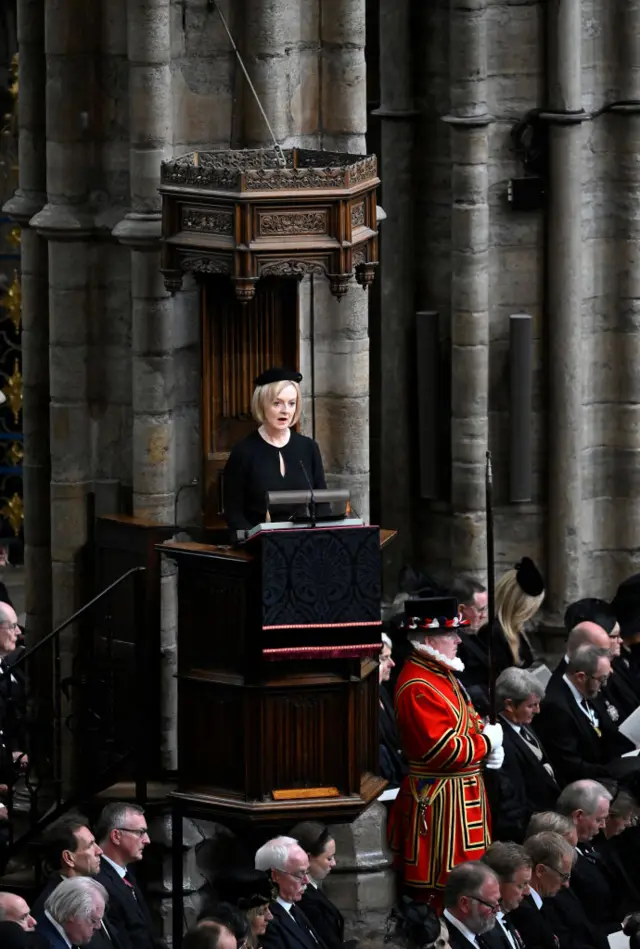 Prime Minister of the United Kingdom, Liz Truss delivers a reading