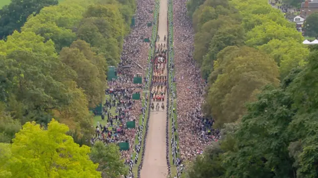 Long Walk procession carrying Queen's coffin