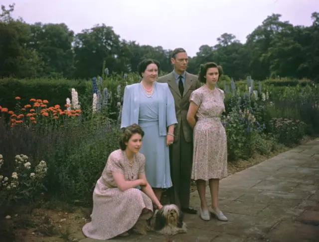 George VI with the Royal Family at the Royal Lodge at Windsor Castle in 1946