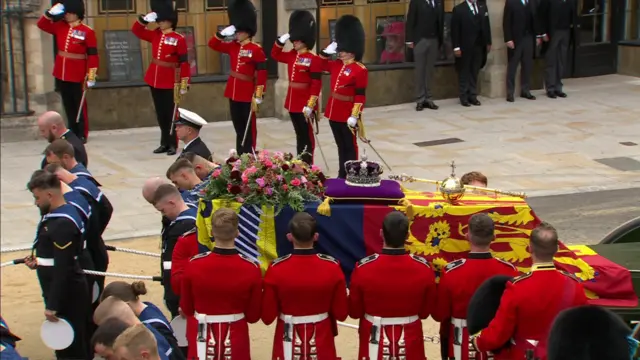 Queen's coffin at Westminster Abbey