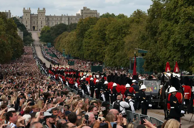 The procession approaches Windsor Castle