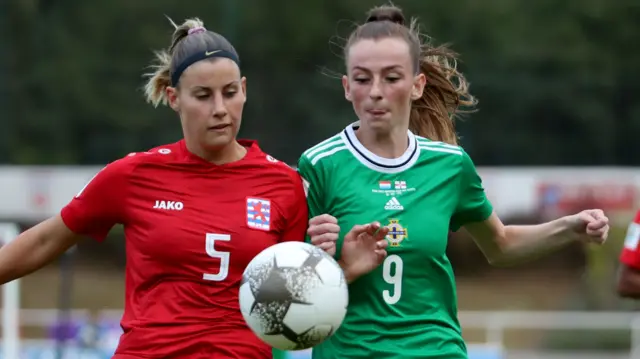 NI striker Caitlin McGuinness in action in Luxembourg