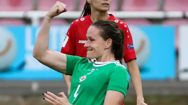 Sarah McFadden celebrates scoring the opener