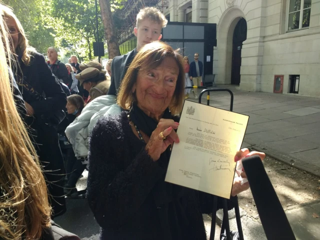 Dinkie Flowers in the queue to pay her respects to Queen Elizabeth II in Westminster Hall.