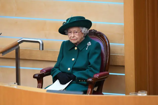 The Queen attends the opening of the Scottish Parliament in October 2021