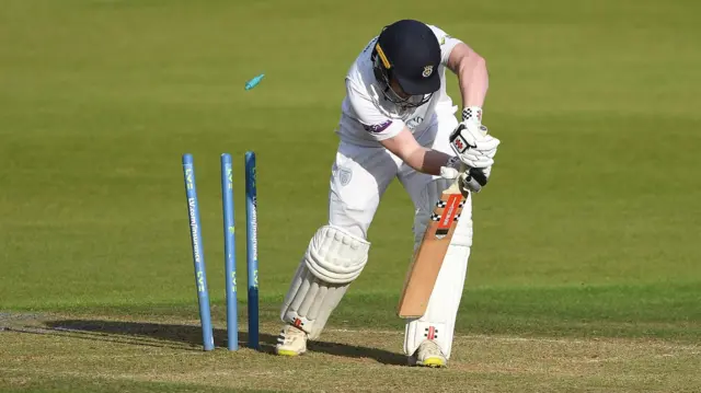 Hampshire's Ben Brown is bowled