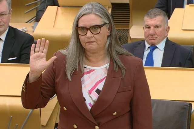 Roz McCall is sworn into the Scottish Parliament