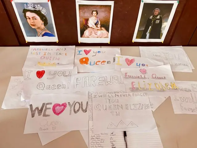 Table full of the children's handwritten messsages