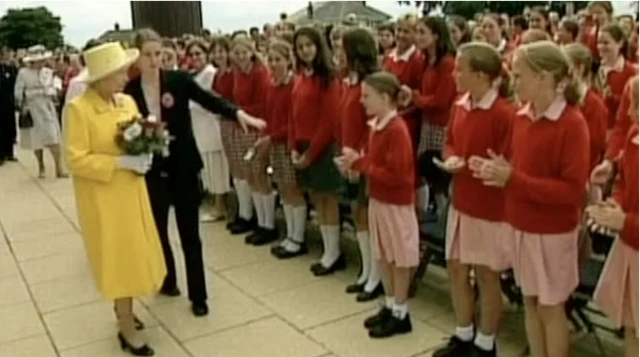 Her Majesty officially opening a new building at Jersey College for Girls in 2001