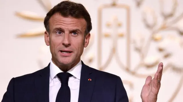 French President Emmanuel Macron delivers a speech during a reception for France's prefects at the Elysee presidential Palace in Paris, France September 15, 2022