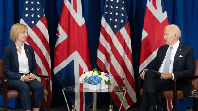 Prime Minister Liz Truss holds a bilateral meeting with US President Joe Biden at the United Nations headquarters in New York during her visit to the US to attend the 77th UN General Assembly