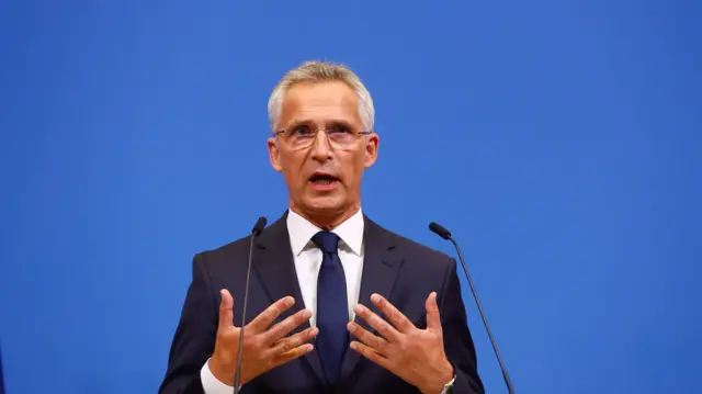 Nato Secretary-General Jens Stoltenberg attends a joint press conference with US Secretary of State Antony Blinken after a meeting at Nato HQ in Brussels earlier this year