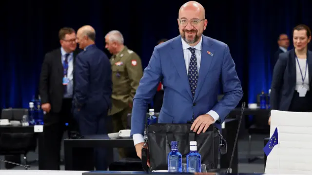 European Council President Charles Michel attends a NATO summit in Madrid on 29 June