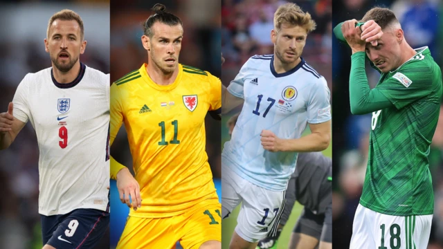 World Cup split pic, Harry Kane, Gareth Bale,  Stuart Armstrong and Gavin Whyte