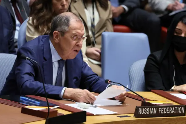 Sergei Lavrov addresses the UN Security Council in New York